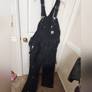 CARHARTT Men's Loose Fit Firm Duck Insulated Bib Overall Size 42x34